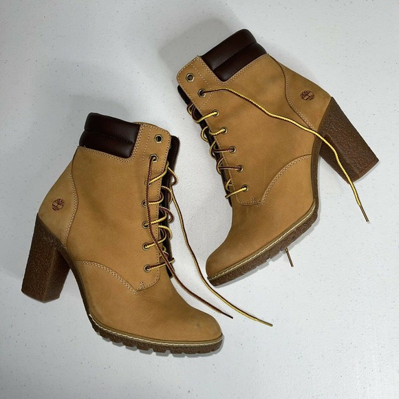 Timberland Shoes - Timberland Women’s Tillston Boot Heel Wheat Leather Lace Up Ortholite Size 8